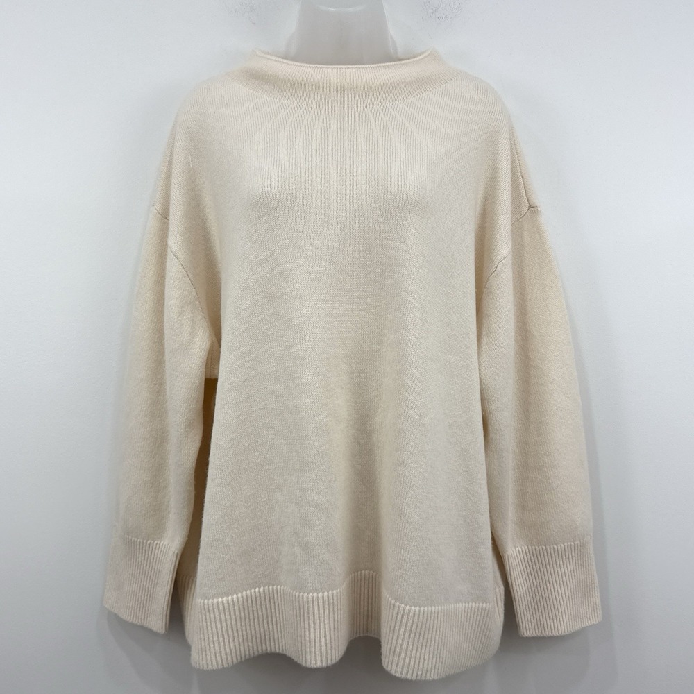 Lands End 100% Cashmere Sweater 2X Cream Quiet Luxury Preppy Old Money Capsule
